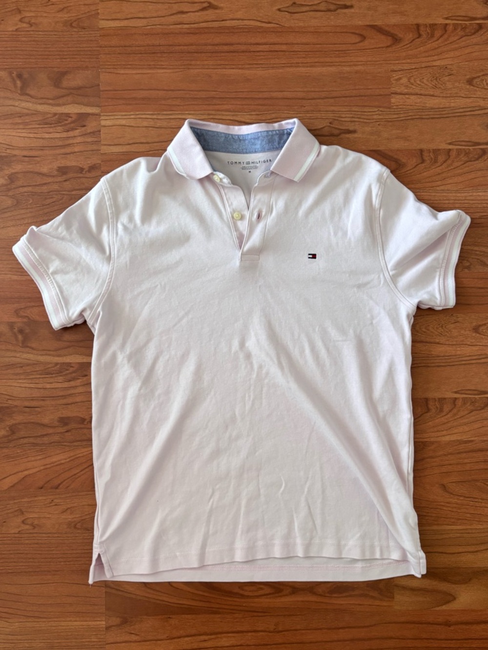 Tommy Hilfiger Men's White Polo with Pink Trim